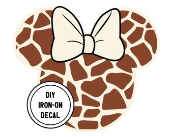 Giraffe Minnie Iron On Decal, DIY Transfer, Disney World Transfer, Disney Shirt Decal, Disney Transfer, Minnie Transfer, For Dark Fabric Too