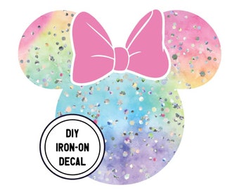 Confetti Minnie Iron On Decal, DIY Transfer, Disney World Transfer, Disney Shirt Decal, Disney Transfer, Minnie, For Dark Fabric Too