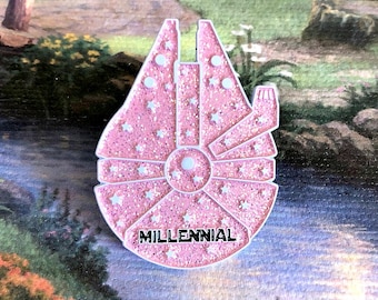 Millennial Enamel Pin, Disney Pins, Star Wars Pin, Millennial Pink, Funny Pins, Girl Power Pins, Nerd Pins, Millennium Falcon