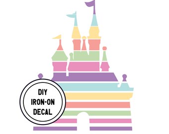 Retro Disney Castle Iron On Decal, DIY Shirt Transfer, Disney Iron On Transfer, Disney Shirt Decal, Disney Transfer, For Dark Fabrics Too!