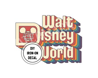 Retro Walt Disney World Iron On Decal, MATTE Diy Shirt Transfer, Disney Iron On Transfer, Disney Shirt Transfer, Disney World Transfer