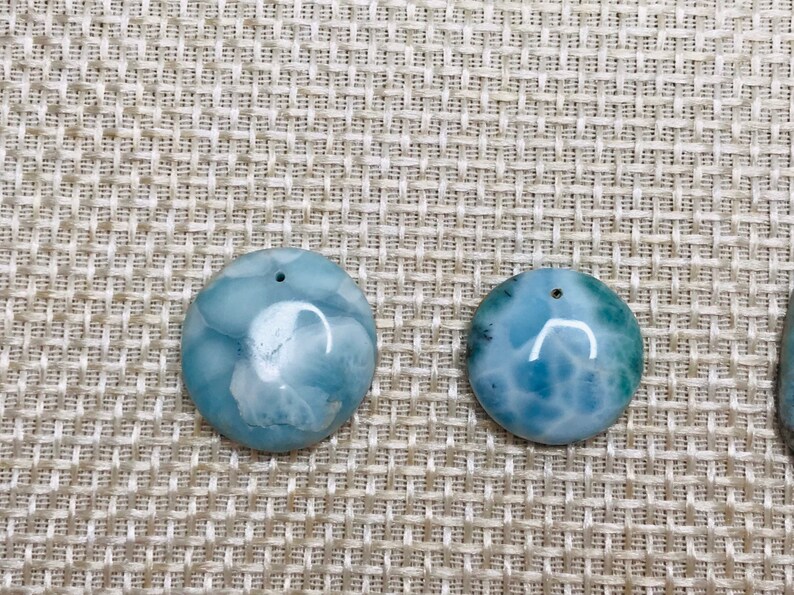 Larimar cabochons hole drilled set