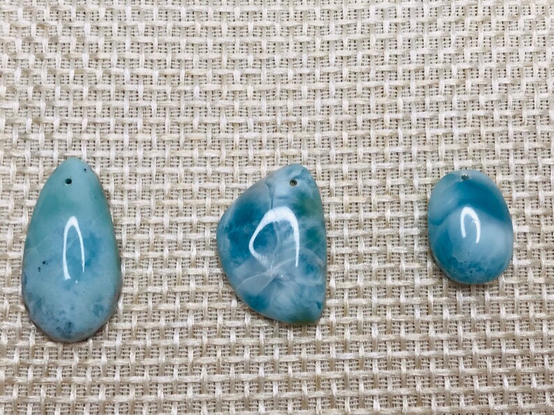 Larimar cabochons hole drilled set