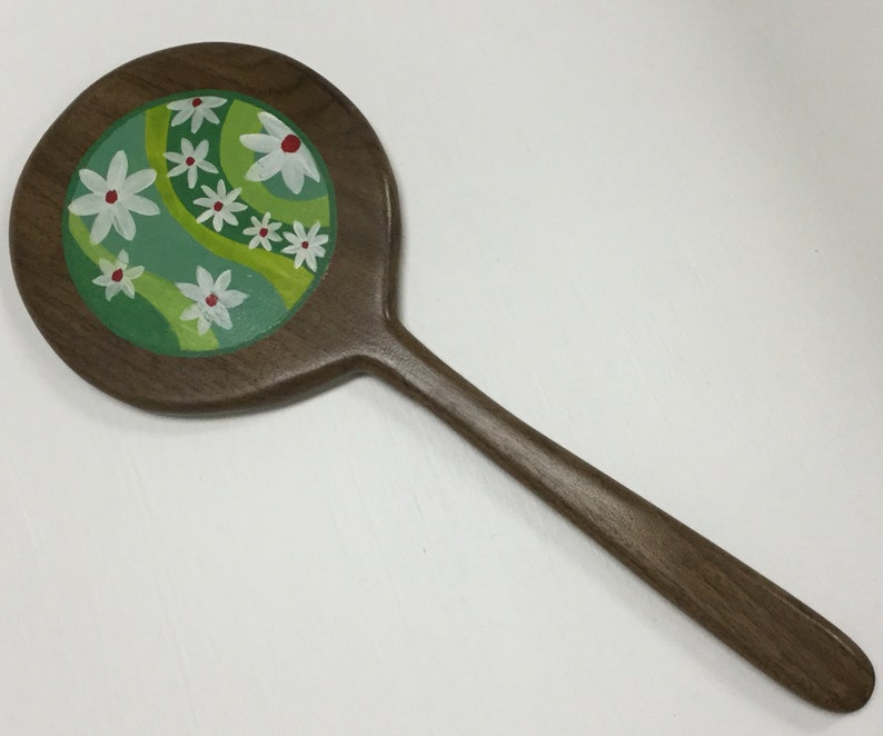 Painted Wooden Hand Mirror