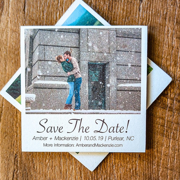 Wood Vintage Save the Date Magnet, Wooden Photobooth Style Photo for Wedding, Film Magnet for Wedding Invitations or Invites