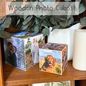 Customized Photo Wood Memory Blocks, Handcrafted Picture Cubes, Unique Personalized Keepsake for Birthdays, Anniversaries, Home Decor