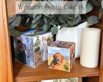 Wooden Photo Blocks, Memory Picture Cubes, Unique Gift for Birthdays, Anniversaries, Home Decor, Christmas & Holidays