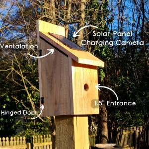 Solar Powered Birdhouse & Live Streaming Camera, Smart Bird House, Wireless Wifi-Enabled, Bluebird Among Others - Perfect Mother's Day Gift