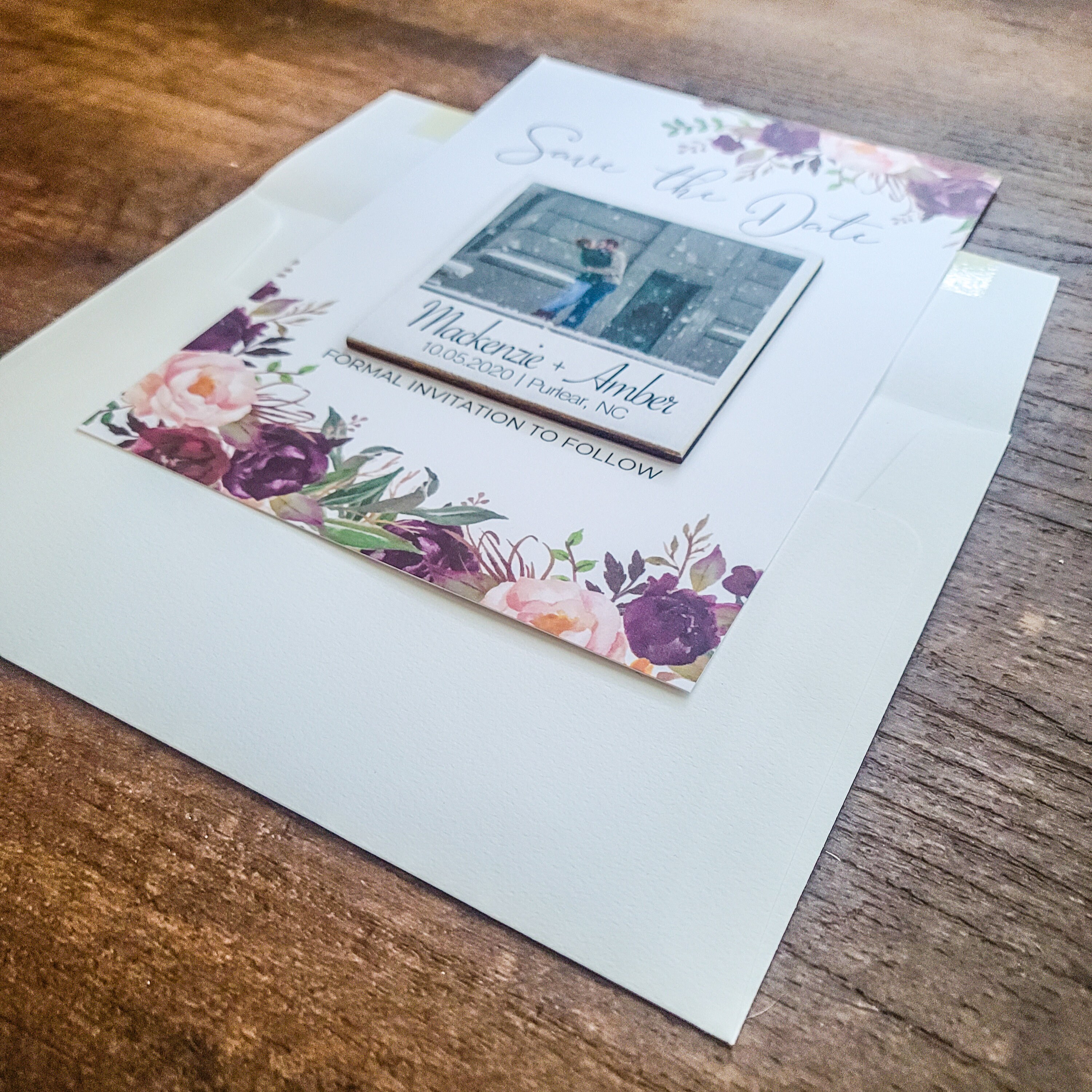 Magnet Invitations Wedding Floral - Wooden Save the Date Magnet Set, Wedding Cardstock ...