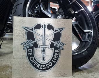 Special Forces Crest on Brushed Aluminum
