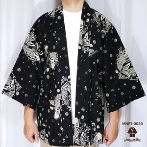 Black Japanese Koi Fish Kimono Jacket/ Yukata Robes/Japanese Yukata /Summer Kimono. image 1