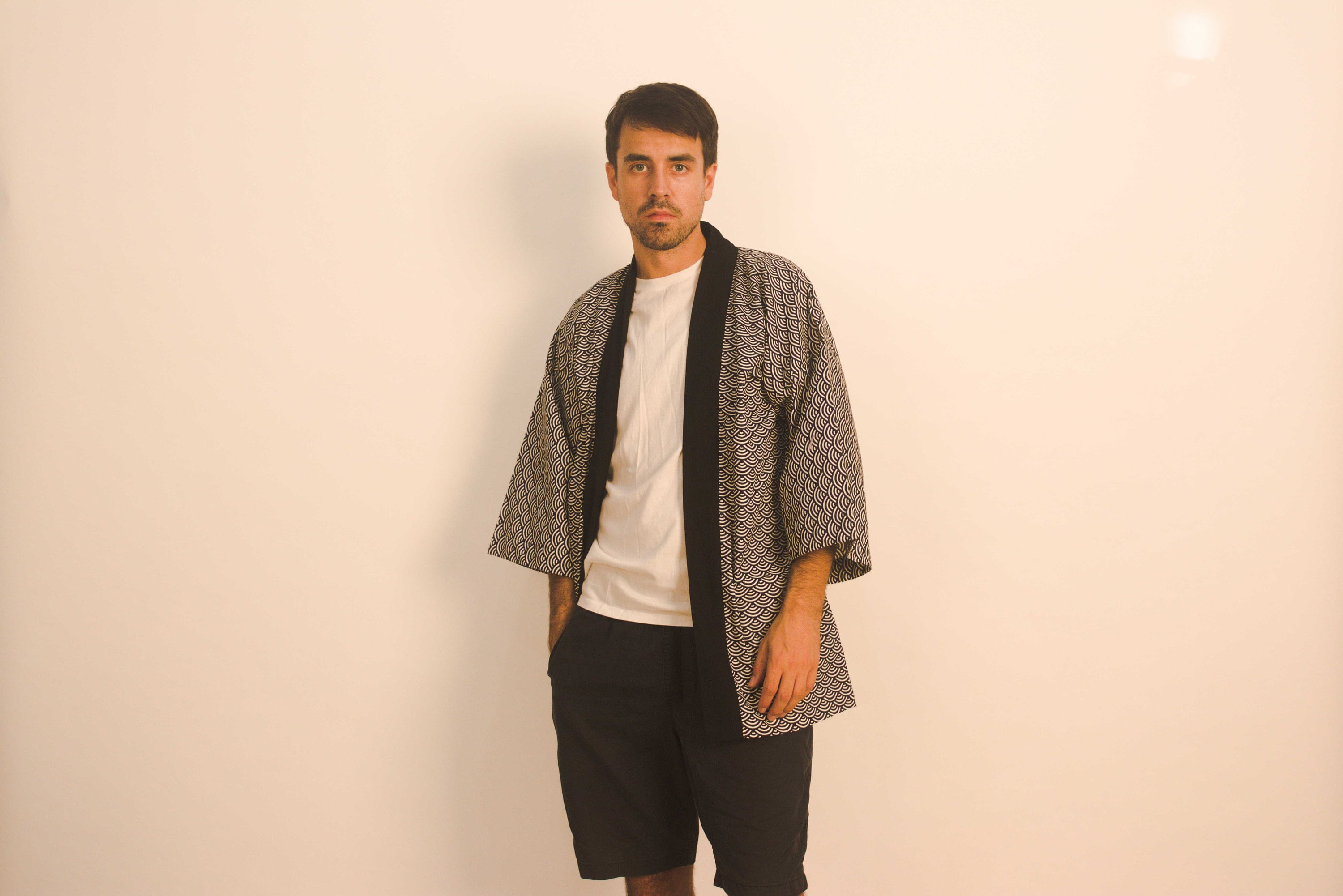 Black Summer Japanese Kimono Jacket/top, Happi Coat