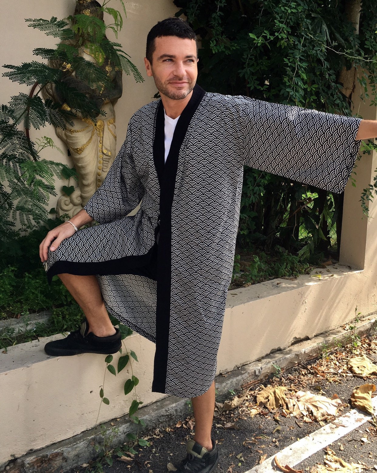 Black Summer Japanese Long Kimono Jacket/top, Happi Coat