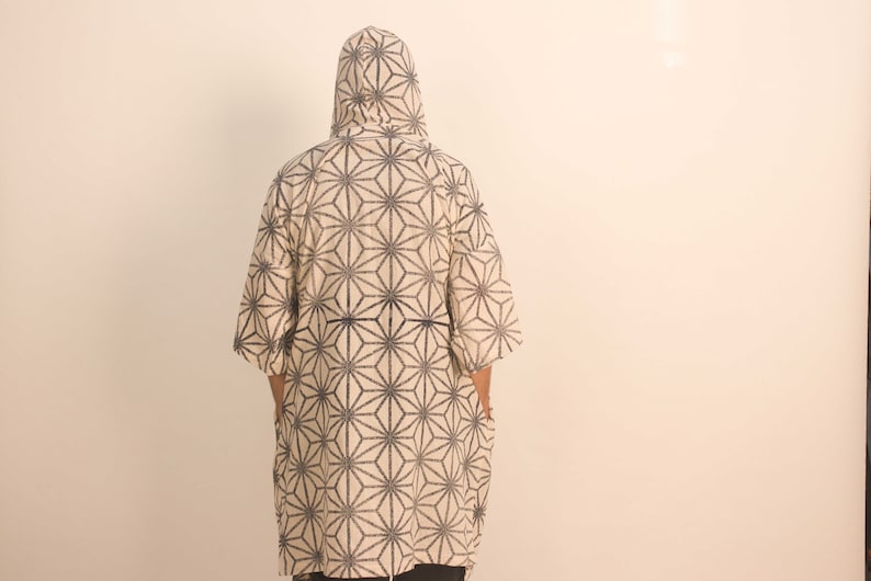 100/% CottonFestival jacket burning man outfits. Asanoha Long Hooded Kimono JacketTop