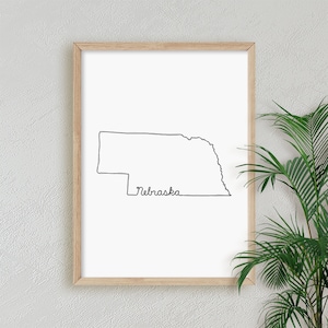 Scribbled Nebraska State Outline Printable JPG, PNG Home Office Gift Wall Art / Sketched Minimalist Cornhusker Poster Decor / DIGITAL Prints
