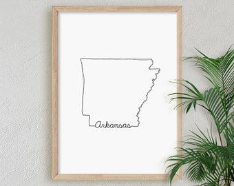 Scribbled Arkansas State Outline Printable JPG, PNG  Home Office Gift Wall Art / Sketched Minimalist Natural Razorback Poster DIGITAL Prints