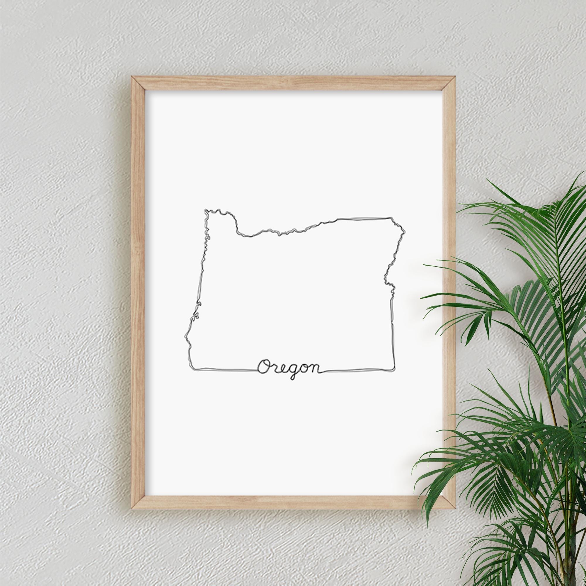 Scribbled Oregon State Printable JPG, PNG Home Office Gift Wall Line Clip Art / Sketched Minimalist Beaver State Poster, DIGITAL Prints
