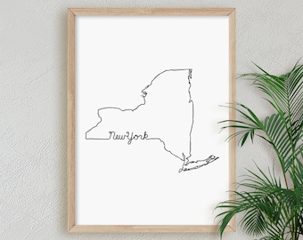Scribbled New York State Printable JPG, PNG Clip Art / Home Office Gift Wall Art / Sketched Minimalist Drawing Poster, DIGITAL Prints