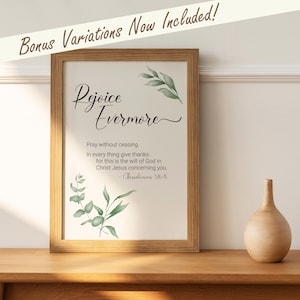 1 Tessalonicenses 5 Alegrem-se sempre, agradeçam Botanical Printable JPG PNG / Christian Art, Jesus, KJV Bible Scripture / Digital Prints
