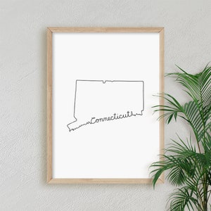 Scribbled Connecticut State Outline Printable JPG, PNG Home Office Gift Wall Art / Sketched Minimalist Constitution Poster / DIGITAL Prints