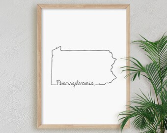Scribbled Pennsylvania State Outline Printable JPG, PNG Home Office Gift Wall Clip Art / Sketched Minimalist Keystone Poster, DIGITAL Prints