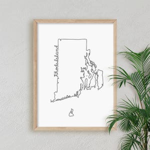 Scribbled Rhode Island State Outline Printable JPG, PNG Home Office Gift Wall Art / Sketched Minimalist Ocean State Poster, DIGITAL Prints