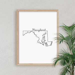 US Bundesstaat Maryland druckbare JPG, PNG Clip Art / Haus Büro Geschenk Wand Kunst / minimalistische Zeichnung Poster / DIGITALE Drucke