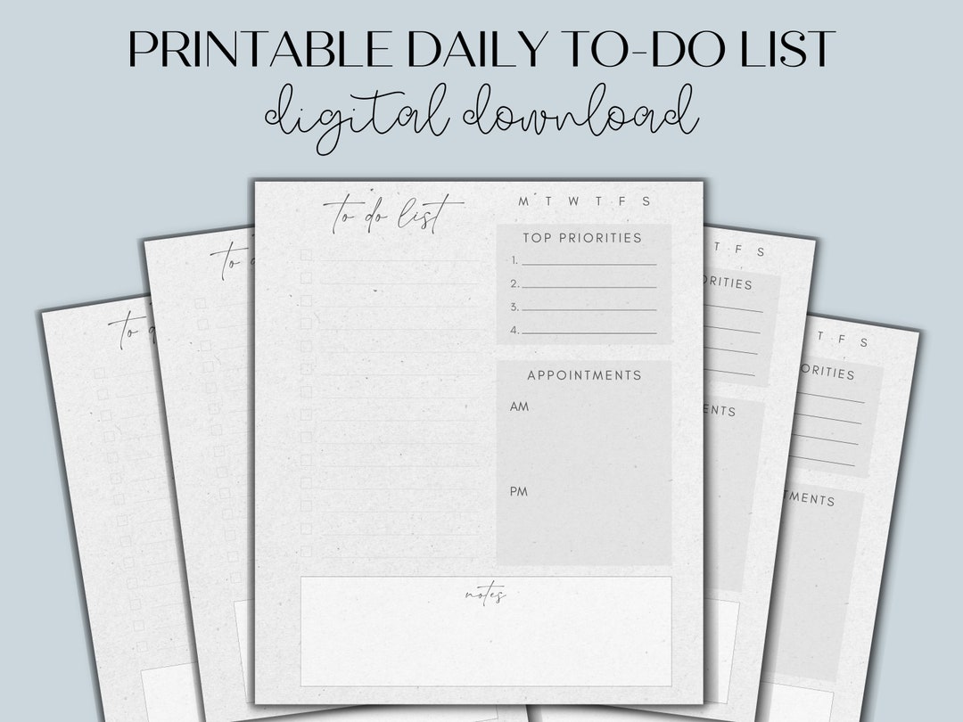 Printable to Do List Pdf Letter Size Daily to Do Planner Worksheet ADHD ...
