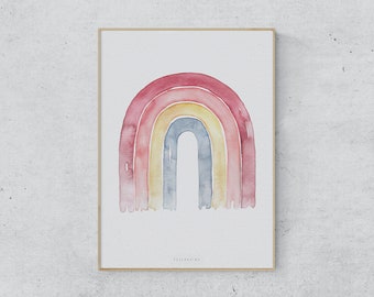 Regenbogen Aquarell Poster | A4 | Kinderzimmer | Artprint | Babyzimmer|  Schulanfang