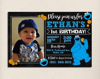 Cookie Monster Invitation, Cookie Monster Birthday Invitation, Cookie Monster Birthday, Cookie Monster Party, Cookie Monster Printable