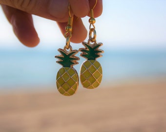 Sunny earrings, beach earrings, summer earrings, surf earrings, pineapple earrings, boho earrings, happy earrings, ibizastyle earrings