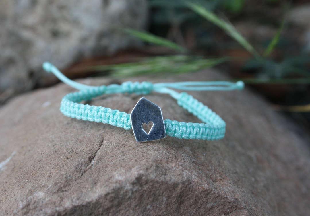Home Bracelet, Macrame Bracelet, House Bracelet, Silver House Bracelet, Sterling Silver Bracelet