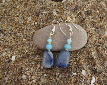 Blue earrings, agate earrings, stone earrings, blue earrings,long earrings,boho earrings,chic earrings,fashion earrings,stone earrings