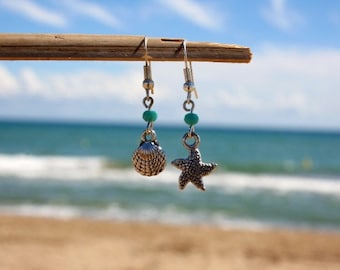 Sea earrings, star earrings, shell earrings, summer earrings, sea earrings, beach earrings, surf earrings, shell summer earrings, ibizastyle