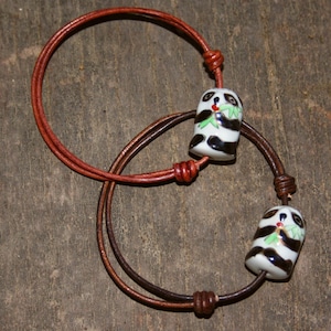 Panda-Armband, Keramikarmband, Tierarmband, Lederarmband, Keramik-Panda-Armband, Panda-Lederarmband, Originalarmband,