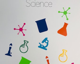 Science Stickers Vinyl any colour (100 Pieces), Ideal for Wall art, School Bags & Folder's, Pencil Case's, Phone Cover's,Car Bumper's,