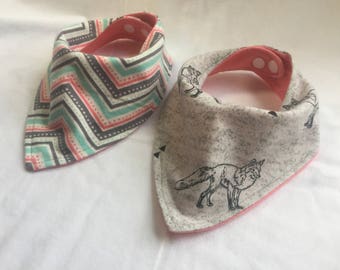 Halstuch Bib-Geschenk-Set - Fuchs - Chevron - Baby-Lätzchen - 2er-Pack