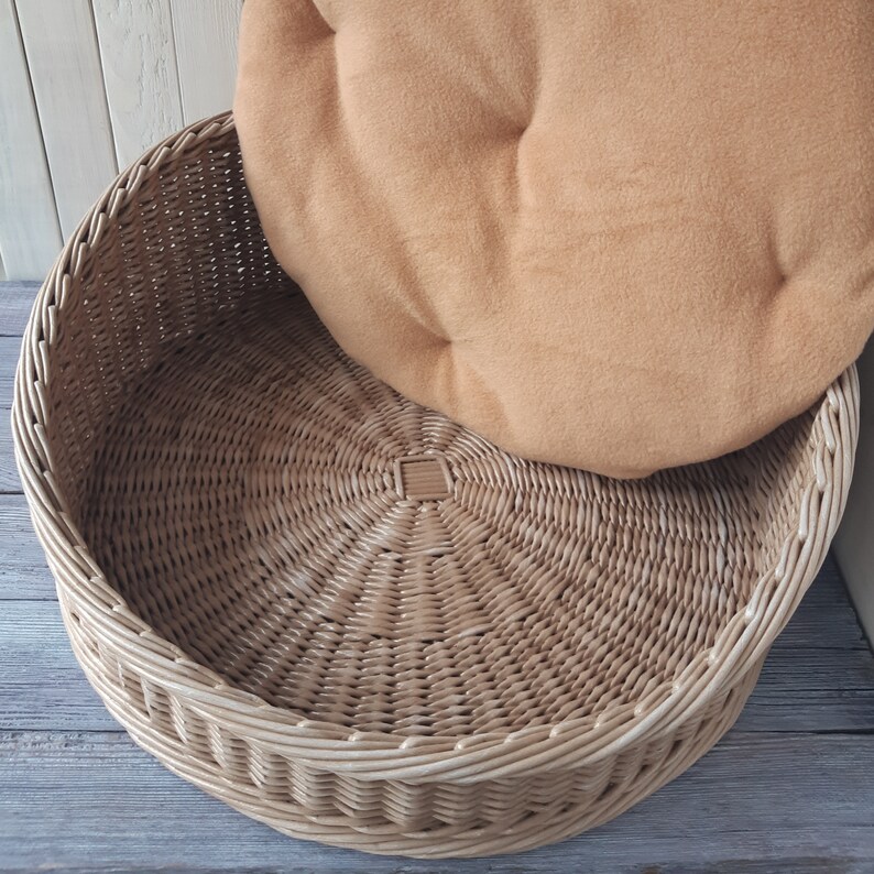 Wicker dog bed Modern pet bed with mat Personalized small dog Etsy