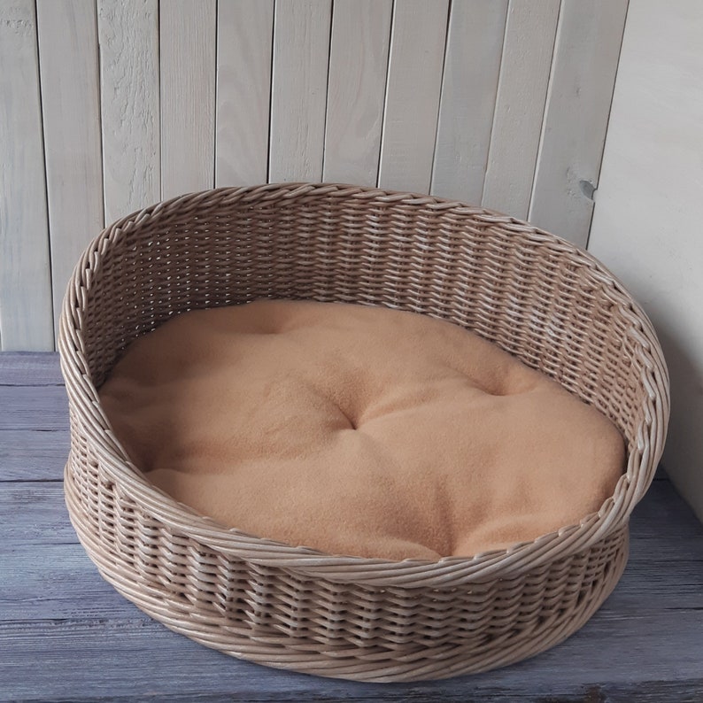 Wicker dog bed Modern pet bed with mat Personalized small dog Etsy