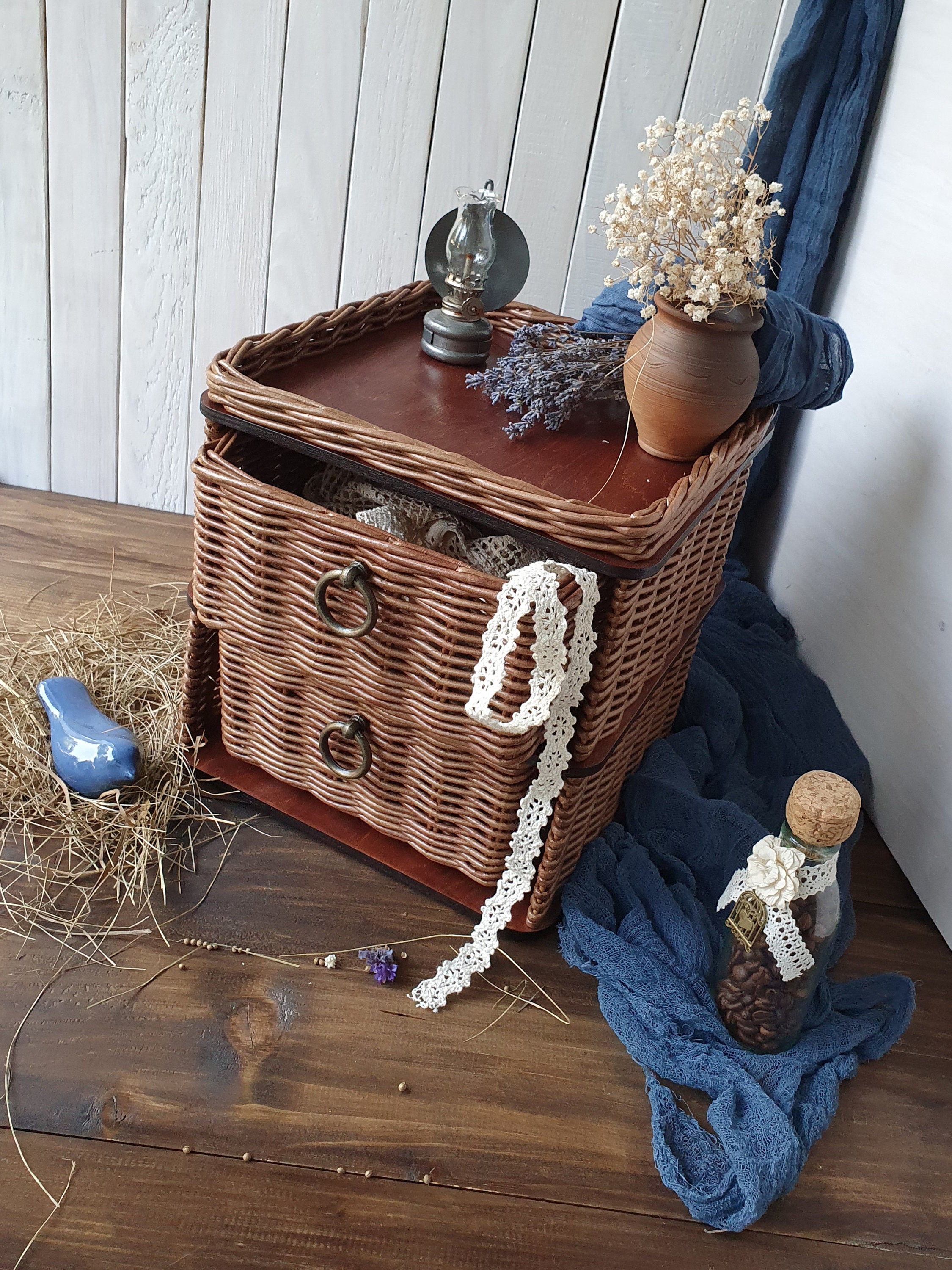 Wicker Storage Chest Chest of Drawers Modern Wicker Furniture Etsy