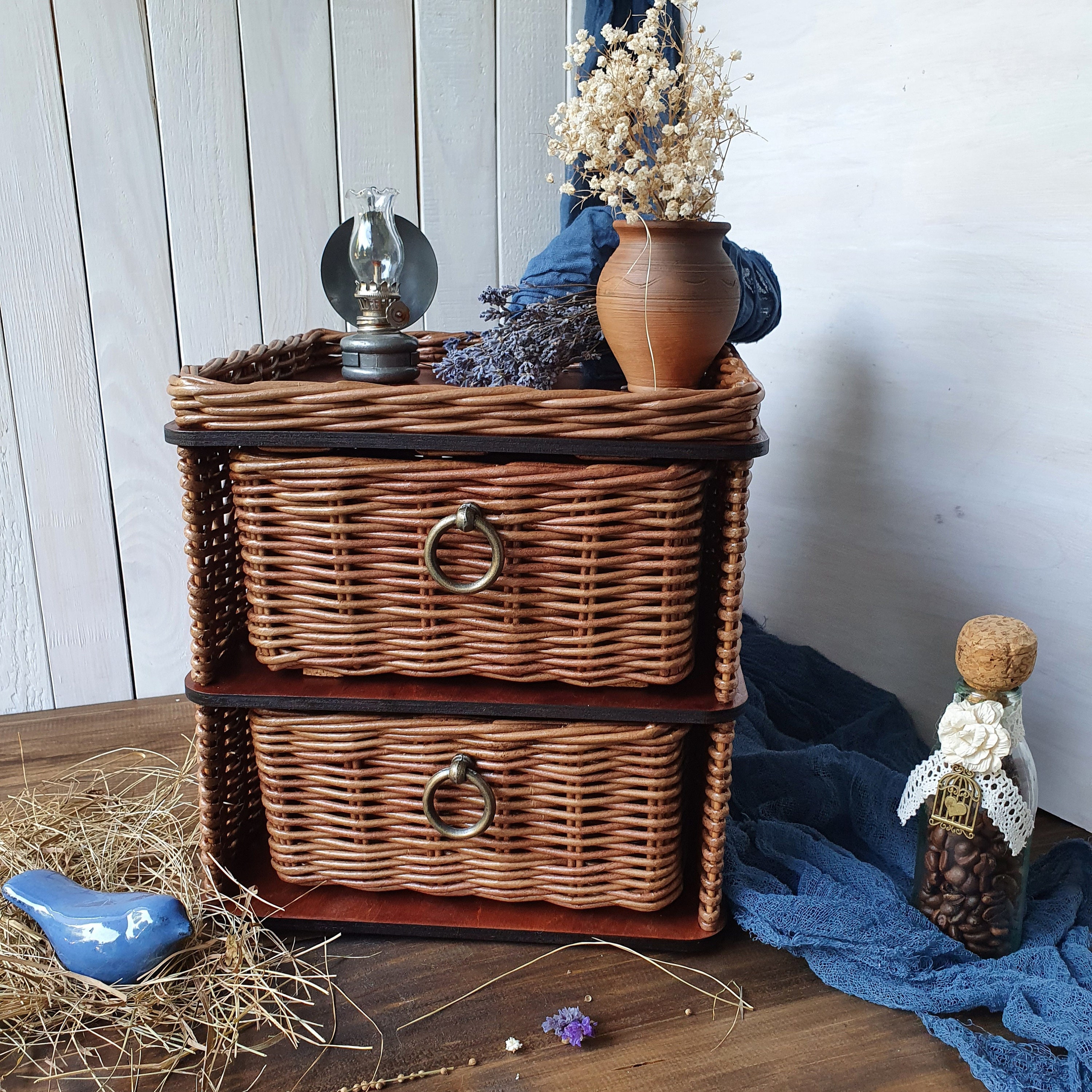 Wicker Storage Chest Chest of Drawers Modern Wicker Furniture Etsy