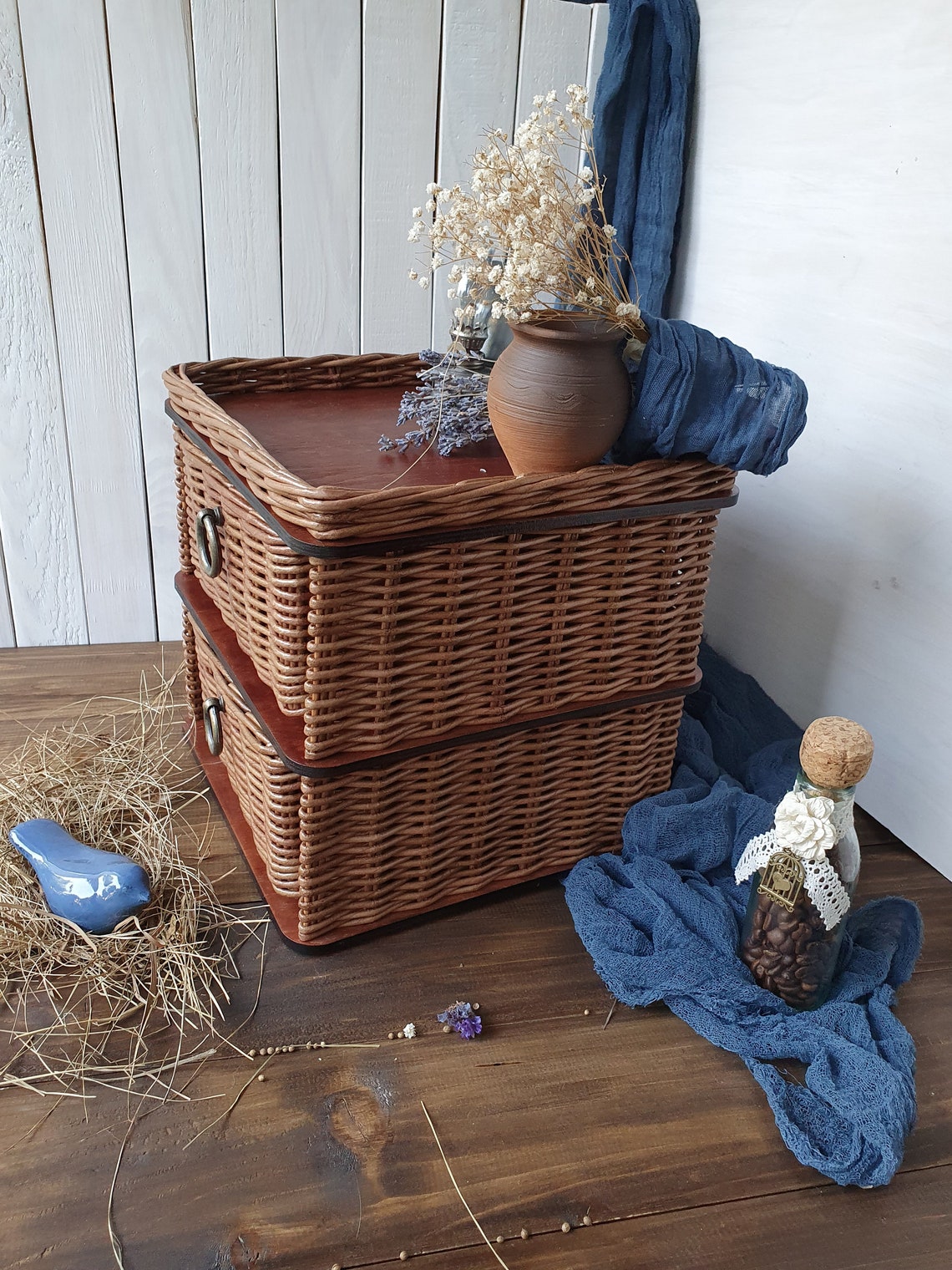 Wicker Storage Chest Chest of Drawers Modern Wicker Furniture Etsy