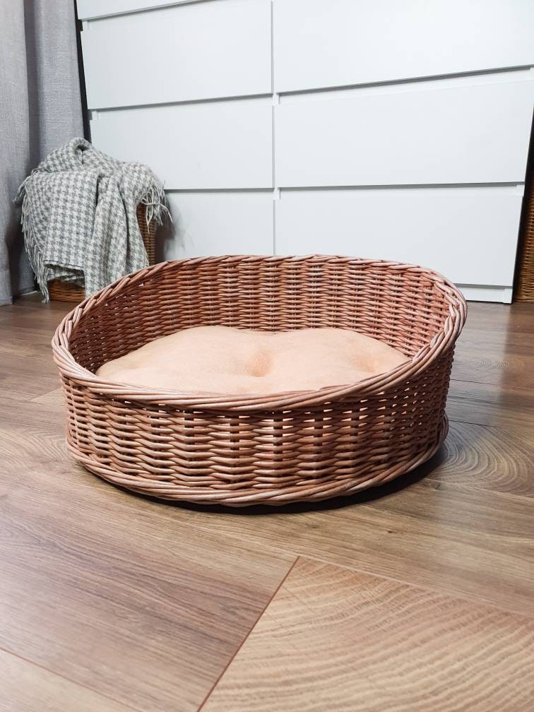 Wicker dog bed Modern pet bed with mat Personalized small dog Etsy