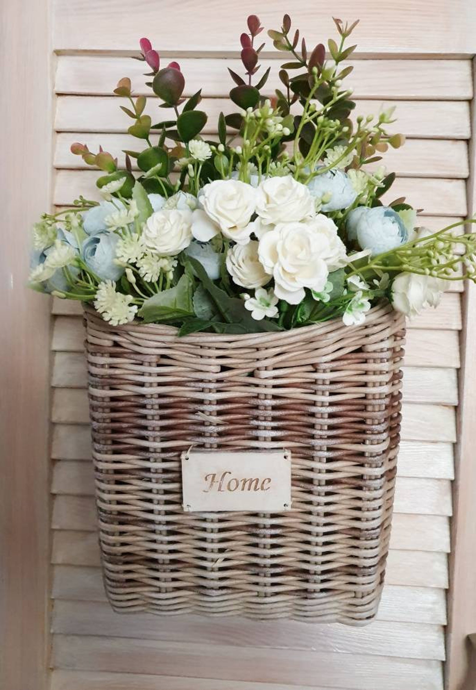 Door basket with flowers Country door basket Flower girl Etsy