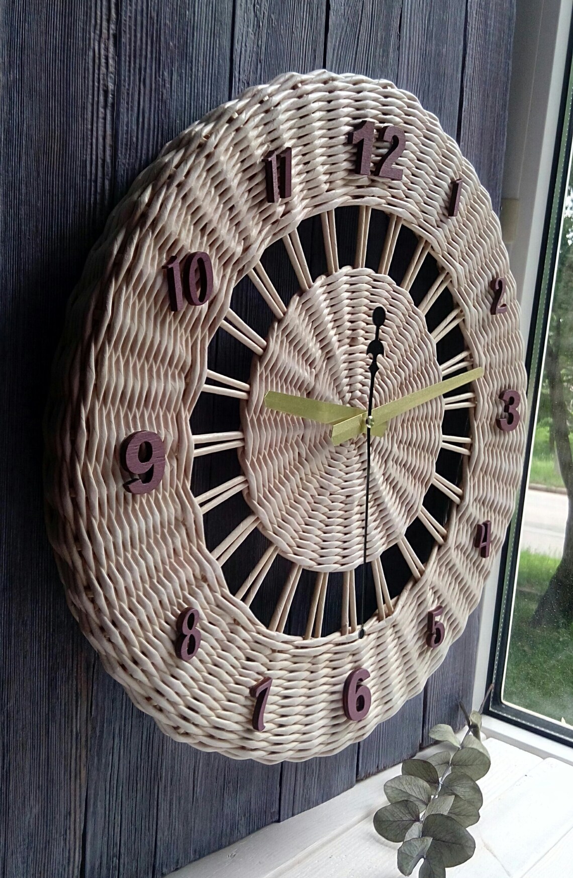 Farmhouse Wicker Wall Clock One Year Anniversary Paper Clock Etsy