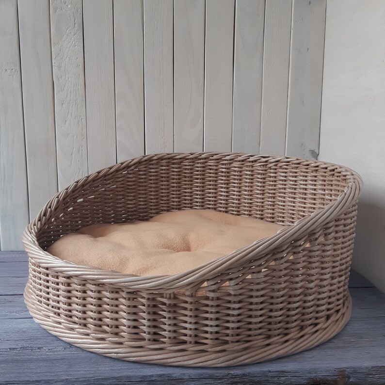 Wicker dog bed Modern pet bed with mat Personalized small dog Etsy