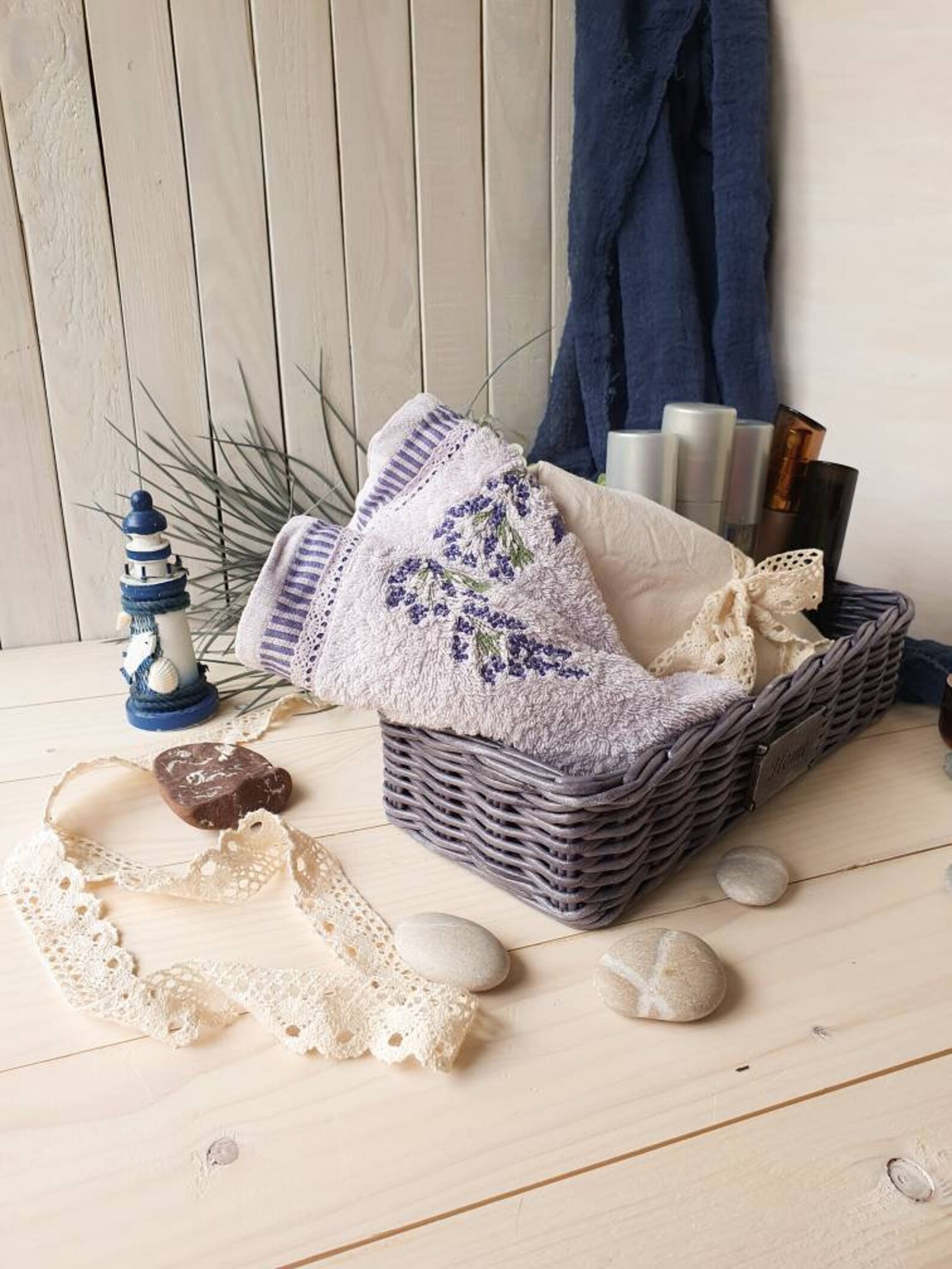 Wicker Basket Gray Wicker Rectangular Basket Hand Towel Basket Etsy