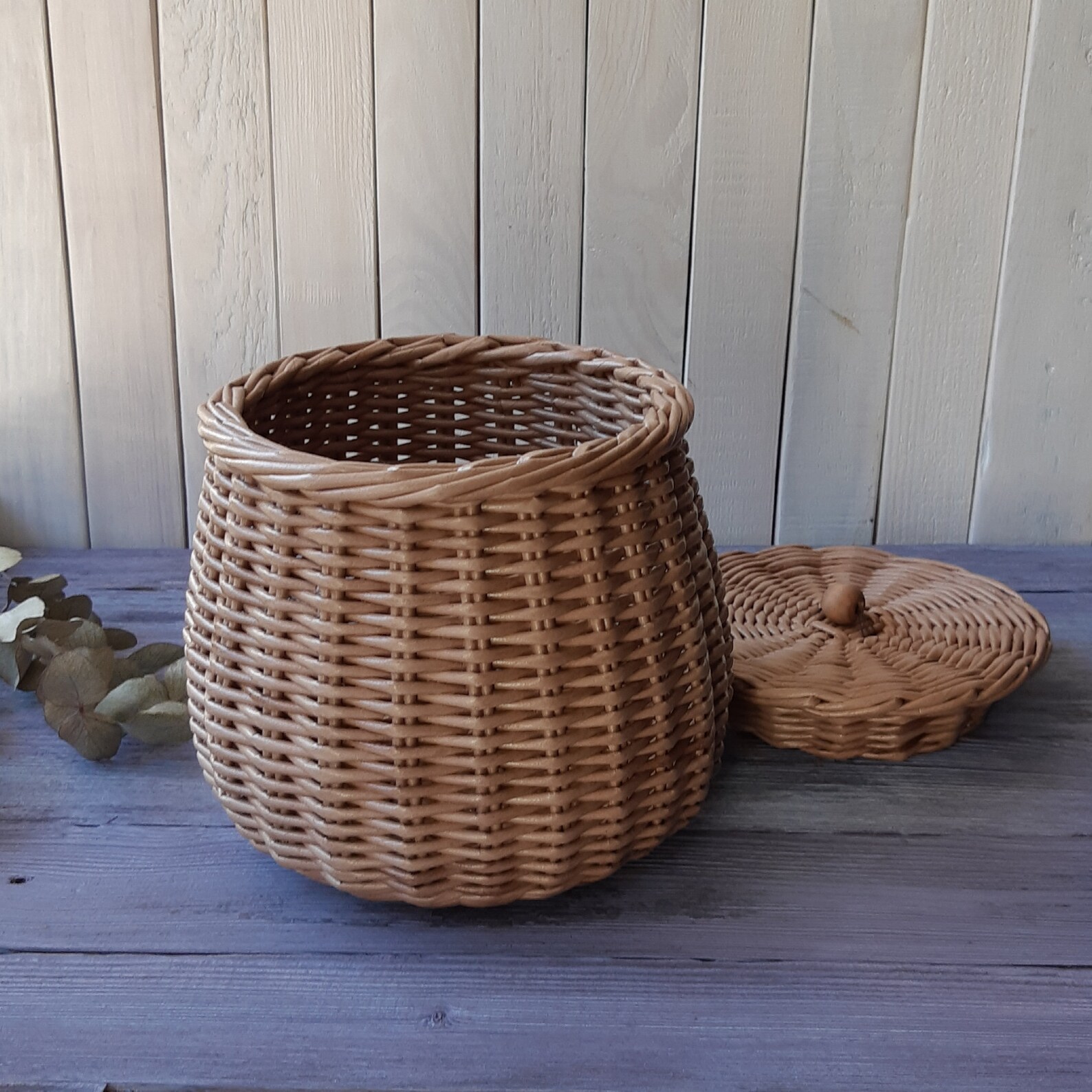 Small wicker basket with lid 6.5 tall wicker container Etsy