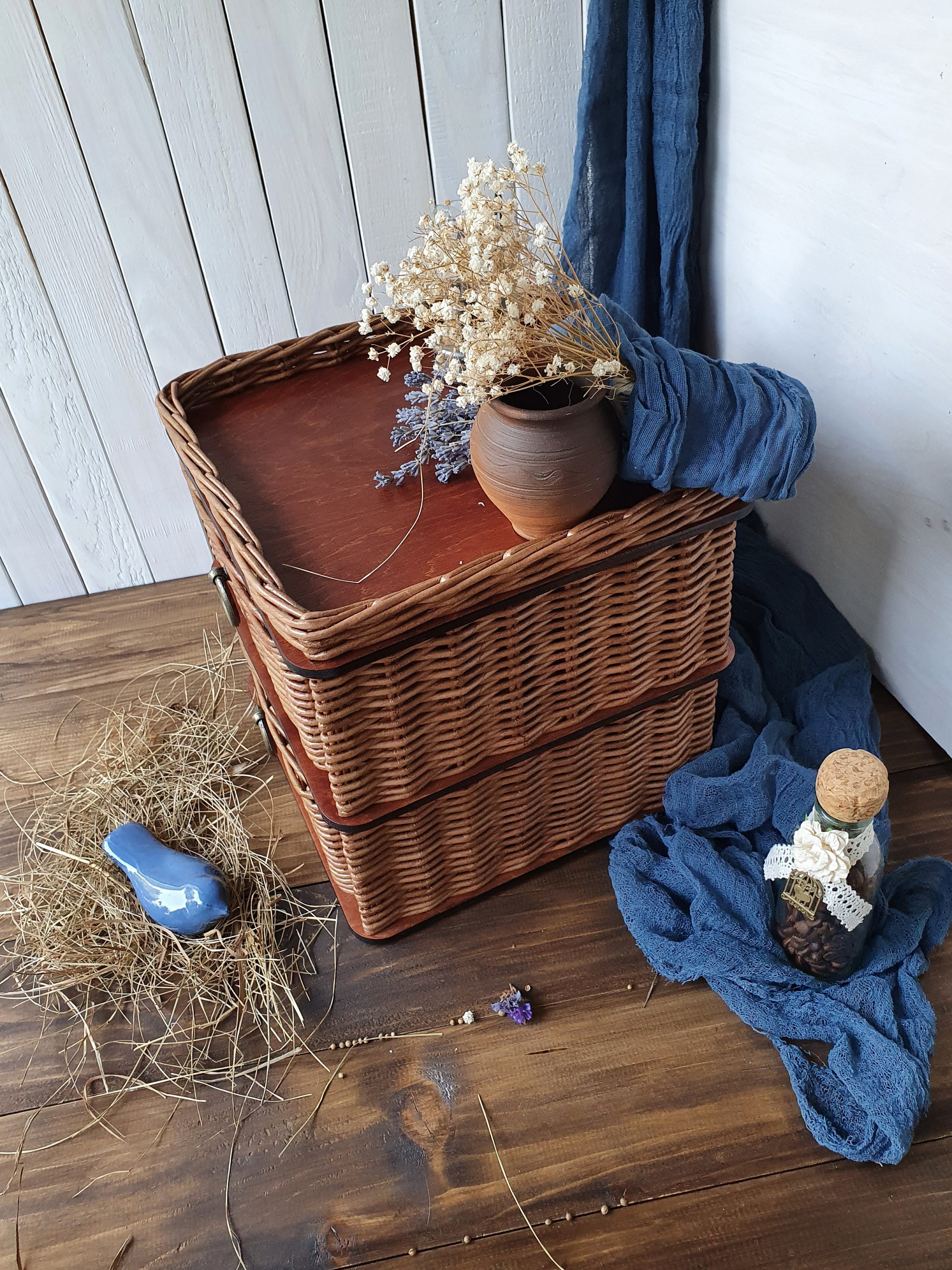 Wicker Storage Chest Chest of Drawers Modern Wicker Furniture Etsy
