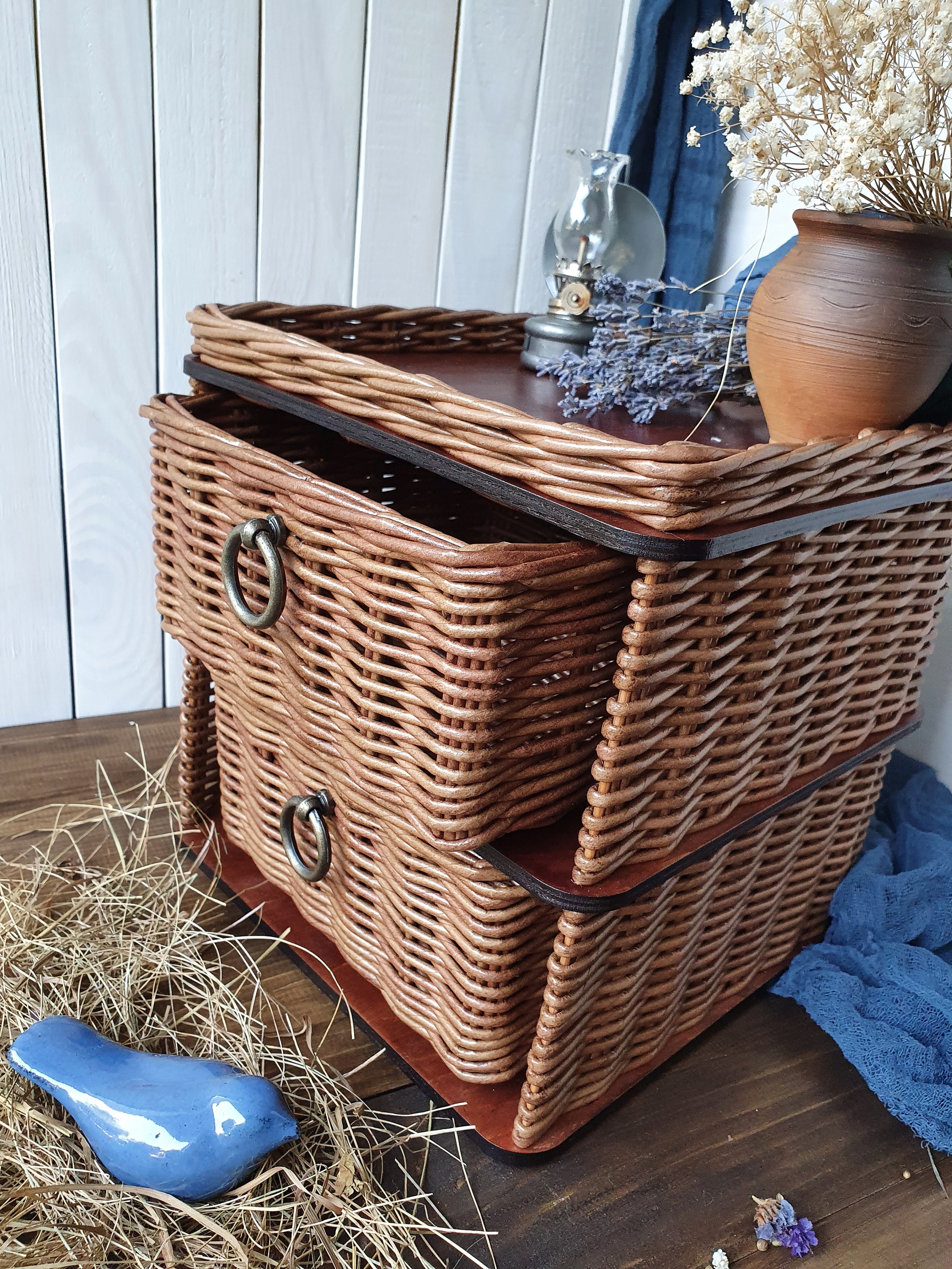 Wicker Storage Chest Chest of Drawers Modern Wicker Furniture Etsy